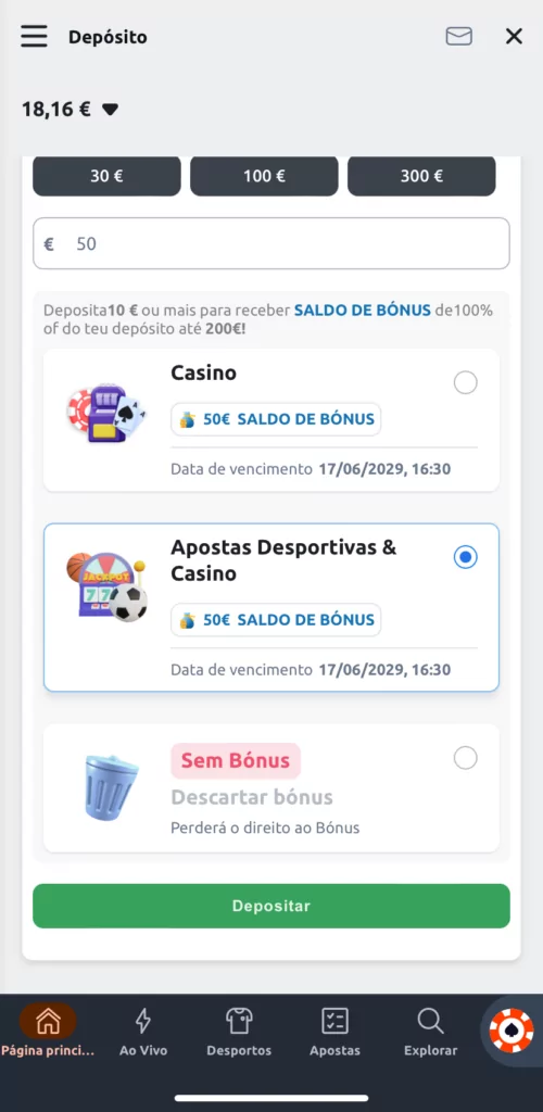 Deposito Casino bonus