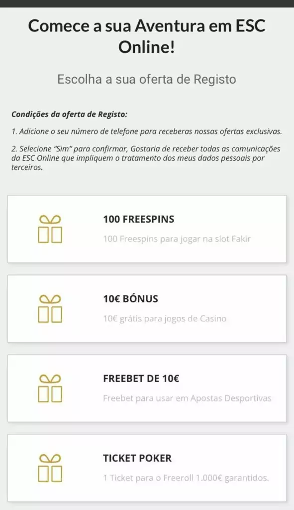 bonus, oferta de registro