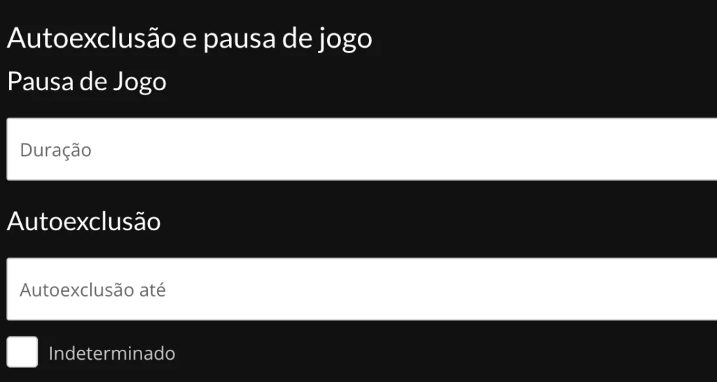 pausa de jogo, autoexclusao ate, Proteção de Jogadores Vulneráveis