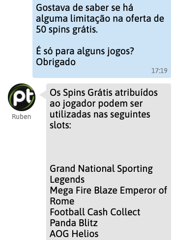 Apoio ao Cliente, desportes ao vivo