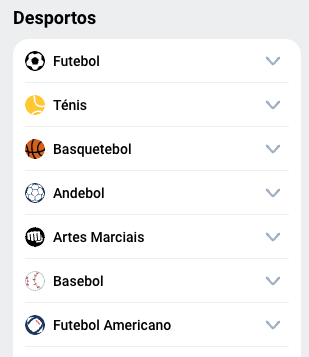 futebal, tenis, basquetebol, andebol, artes martials, basebol, futebol americano.
Liga Portugal